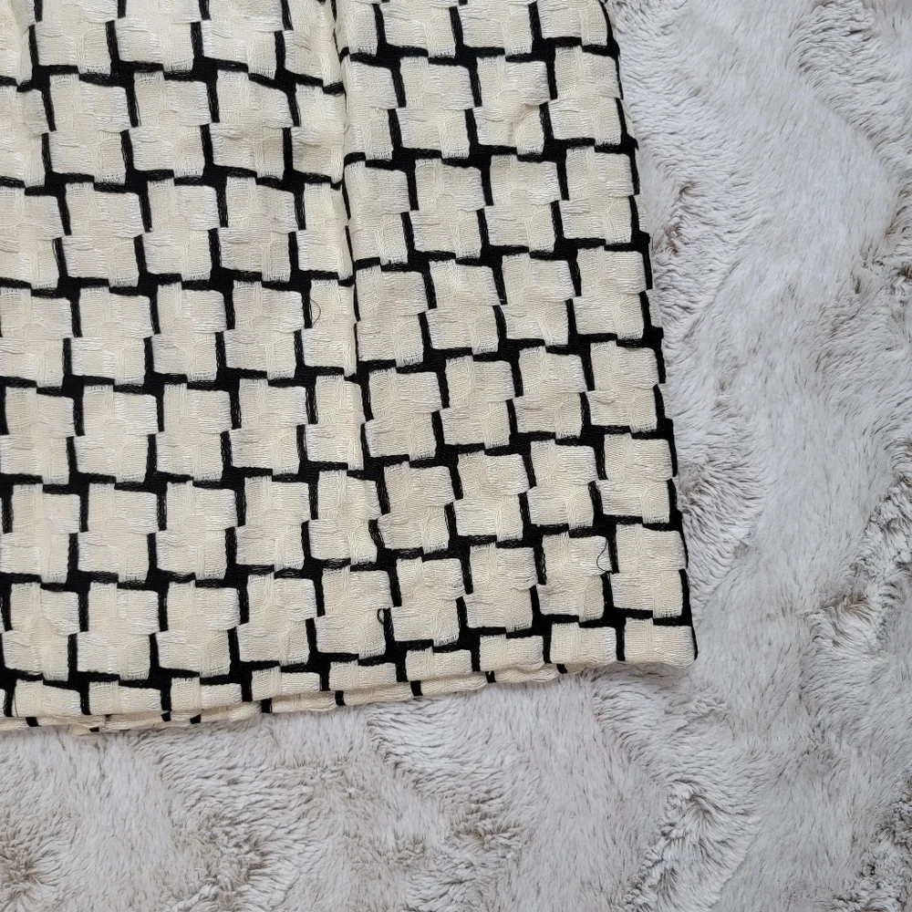 Vintage Carlisle Wool Silk Cream Black Geometric Straight Skirt‎ Size 2